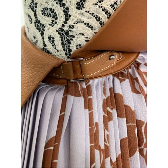 LAFAYETTE 148 NEW YORK Printed Plisse Dress Lavender, Brown Size XS - Picture 8 of 12